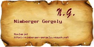 Nimberger Gergely névjegykártya